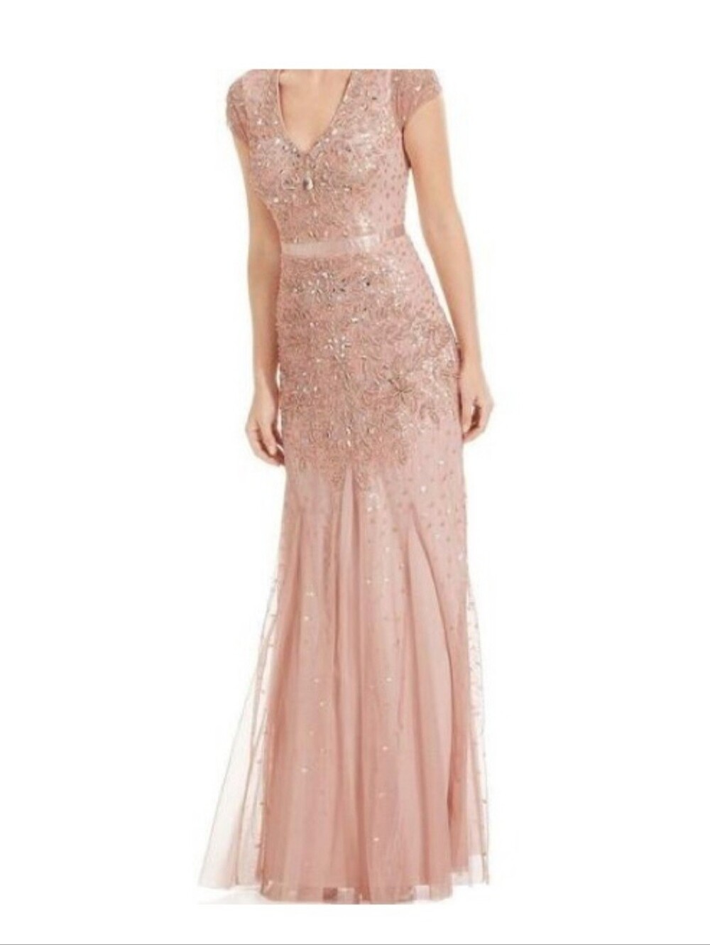 Adrianna Papell Blush Pink Lace & Satin Dress